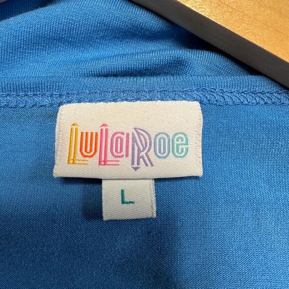 LuLaRoe Classic T Shirt Women Large Blue Relax Flowy Loose Oversize Short Sleeve - Picture 3 of 6